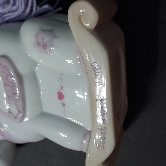 Vtg.Precious Moments Febuary Piggy Bank with Stopper. 4in.Wx5 3/4in.H.GUC. - Picture 5 of 9